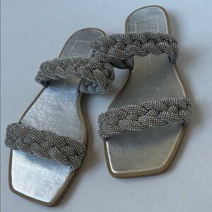 Dolce Vita Silver Braided Sandals size 8 sparkly